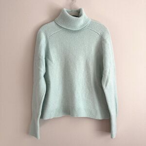 J. Crew Womens Wool Cashmere Long Sleeve Turtleneck Sweater Size XL Mint Green